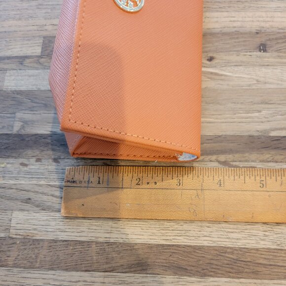 TORY BURCH Orange w Gold Logo GLASSES CASE & Cloth Glasses Cover - Picture 12 of 13
